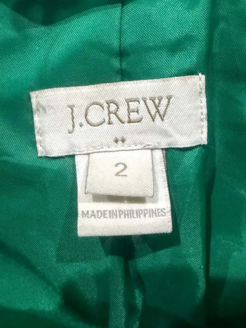 J.Crew Emerald Green Wool Blend Funnel Neck Hidden Button Coat Size 2